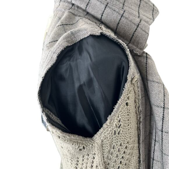 XS Black Swan Sweater Duster BJ143274 Wool Blend Plaid Double Breasted Pockets - Picture 9 of 14